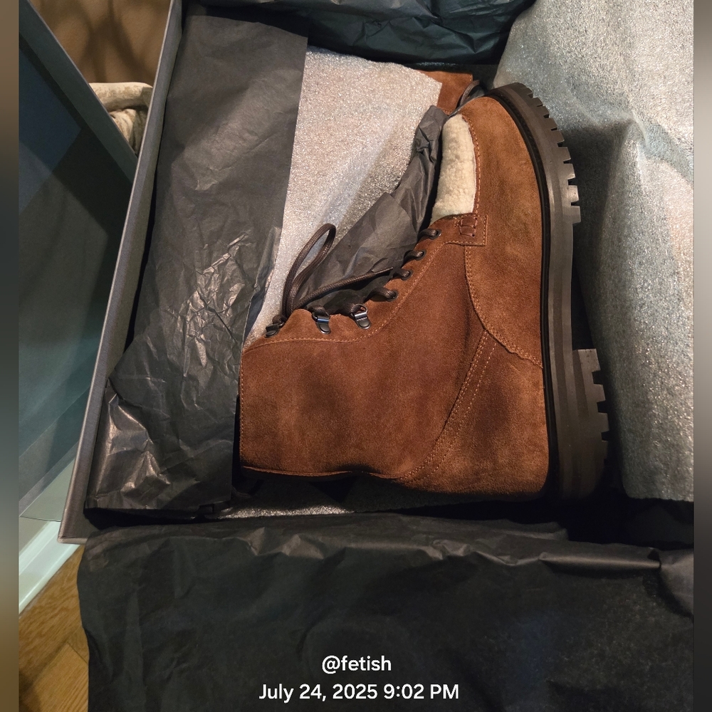 Aquatalia’s suede `Isaac’ boots Shearling Lug Sole Italian Luxury Designer #75 - Picture 12 of 12